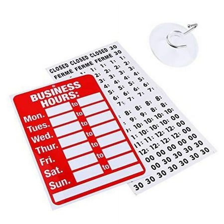 Business Hour Open Closed Sign - Bundle of Office Hours Sign Will Return Clock with Suction Cups for Door Window Businesses Stores Restaurants Bars Retail Barbershop Salon Shops