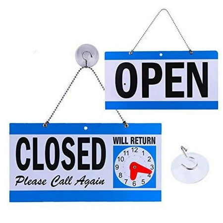 Business Hour Open Closed Sign- Bundle of Office Hours Sign Will Return Clock with Suction Cups for Door Window Businesses Stores Restaurants Bars Retail Barbershop Salon Shops (Open/Cl