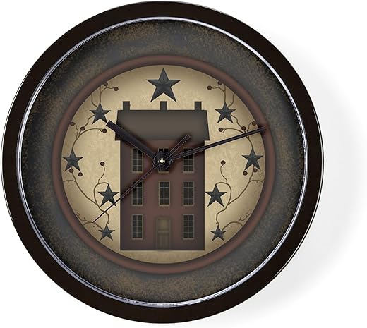 CafePress Primitive Saltbox and Stars Unique Decorative 10 Wall Clock