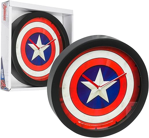 Captain America Themed Analog Wall Clock - 9.5 Inch Diameter