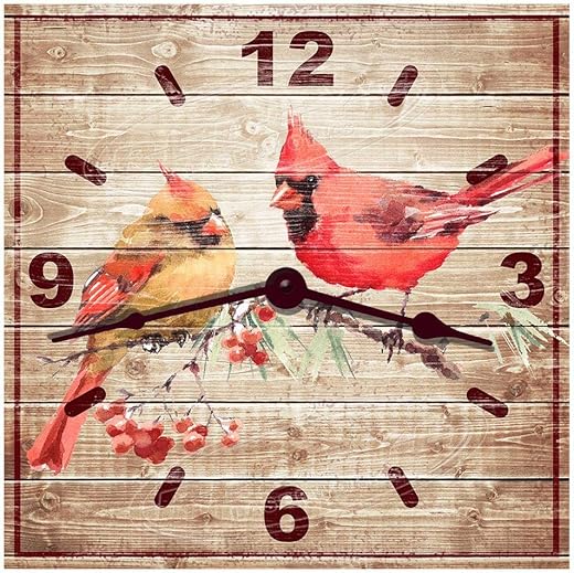 Cardinal Perch Hardboard Wall Clock