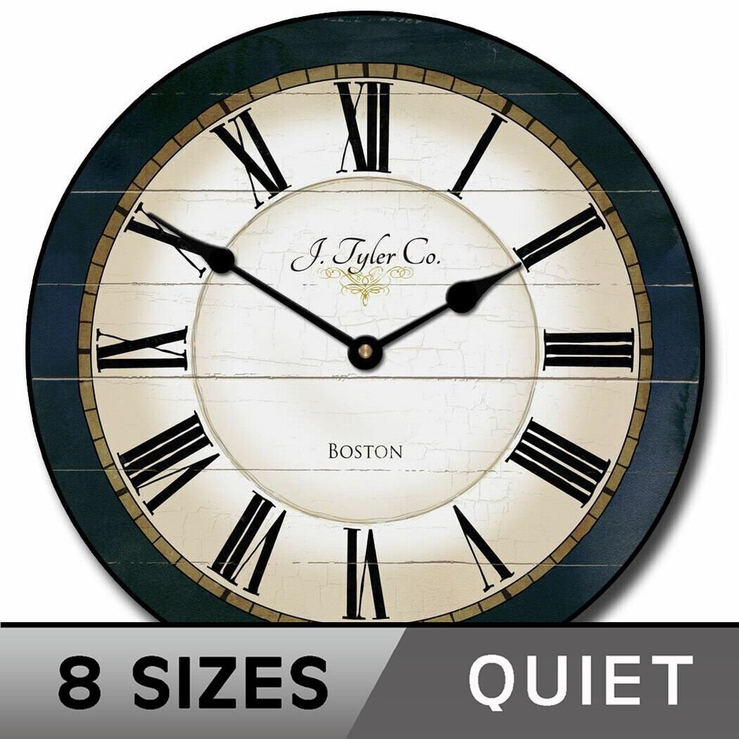 Carolina Navy blue Wall Clock, Ultra Quiet, Lifetime Warranty, Comes in 8 sizes!