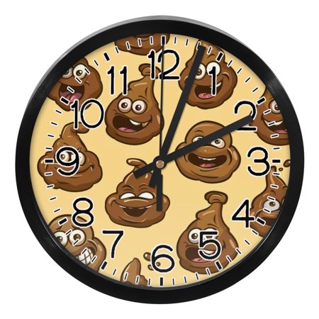 Cartoon Cute Poo Print Stylish and Silent Wall Clock 9.8 Inch Easy Read-Battery Home Decor for Living Room, Bedroom, and Office