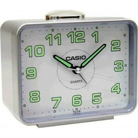 Casio Analog Quartz Snooze Beep Alarm Clock (Silver) TQ218-8D