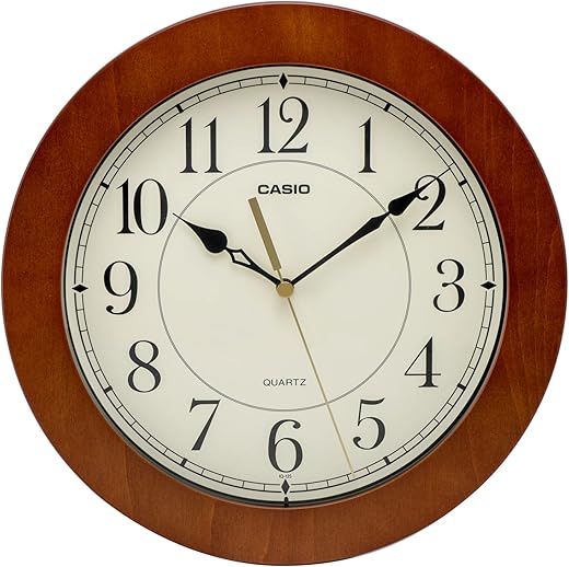 CASIO IQ-135-5JF Brown Analog Wood Grain Wall Clock 10.2 inches (26 cm)