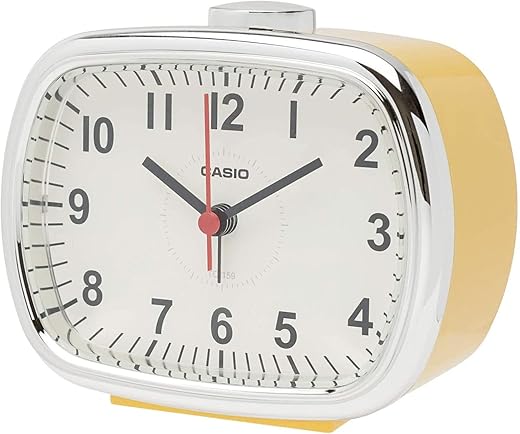 Casio TQ-159-9JF Alarm Clock, Yellow, Analog, Snooze with Light, Retro