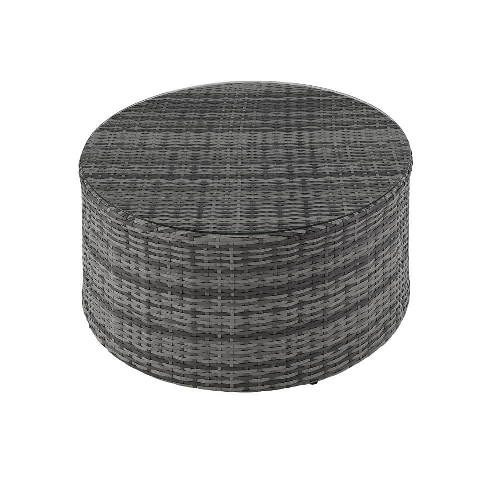 Catalina Gray Round Wicker Outdoor Coffee Table