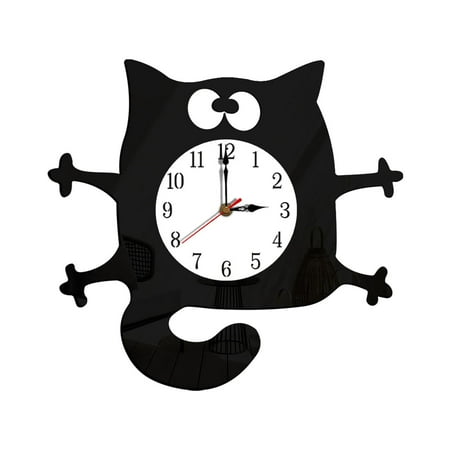 Cat Shaped Wall Clocks Battery Operated Art Clock for Office Bedroom Classroom Decorative