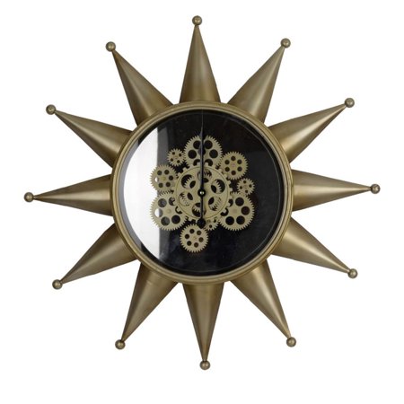 CC Home Furnishings Star Sun Shaped Wall Clock - 28 - Black and Gold