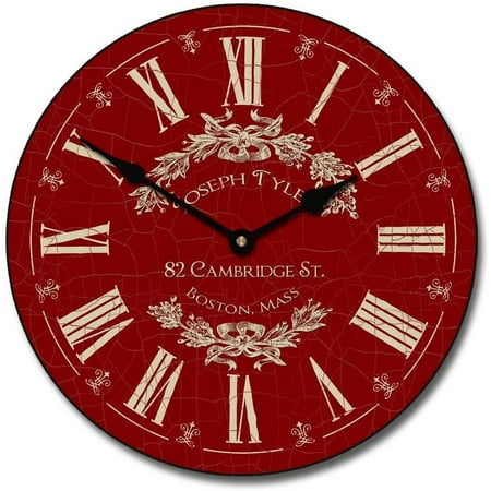 Charmant Red Large Wall Clock | Beautiful Color, Silent Mechanism, Made in USA