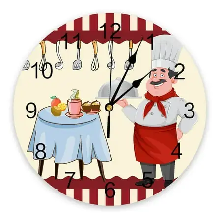 Chef Kitchen Gourmet Knife And Fork Clocks Wall Home Decor Modern Kitchen Room Bedroom Living Room Decor Wall Clock