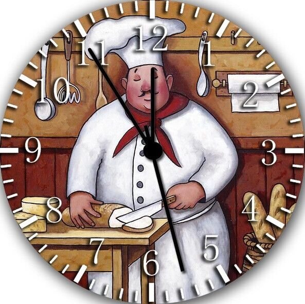 Chef Kitchen Wall Clock G01 Personalized option with adding names