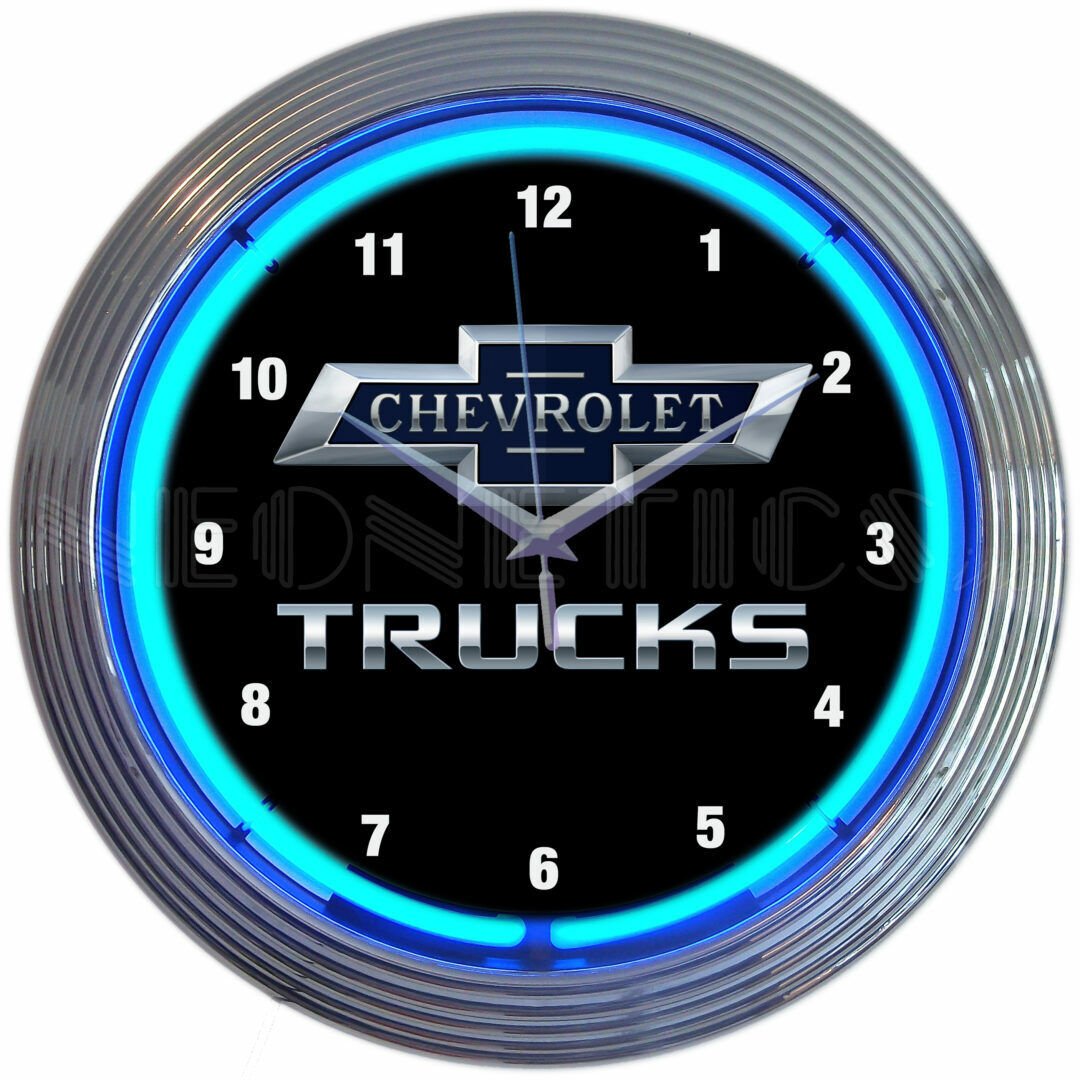 Chevy Trucks 100Th Anniversary Neon Clock Cars Garage Mancave Wall Art Decor