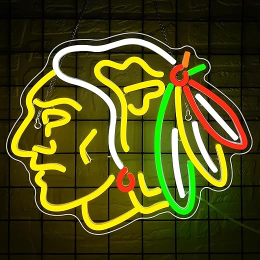 Chicago Hockey Neon Sign,Blackhawk LED Sign,Ice Hockey team Decor,Chicago Decor,Ice Hockey Neon Sign,Blackhawk Fans,Blackhawk Team Gifts,Hockey Gifts for Chicago Fans,Ice Hockey Fans(ZKXD204)