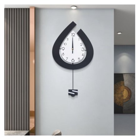 ChicCrest Modern Hanging Wall Clock Black Swing Wall Clock Pendulum Clock Living Room