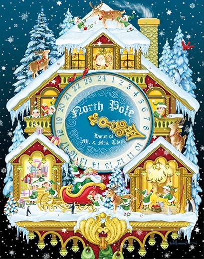 Christmas Cuckoo Clock Advent Calendar with Spinner (Countdown to Christmas) by Vermont Christmas Company with 'Twas the Night Before Christmas' Poem