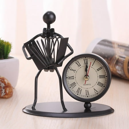 Christmas Decorations And Creative Stainless Steel Small Desk Clock Retro Personality Clock Birthday Table Alarm Clock With Musical Instruments Gadgets Decoration Craft