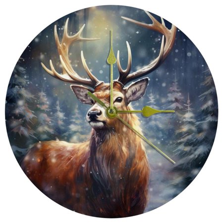 Christmas elk retro Circular Acrylic Wall Clock - Contemporary Design with Quartz Movement - Elegant Timepiece for Home or Office Décor - 12 Inch Diameter