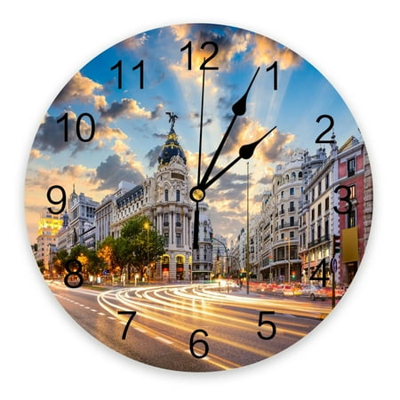 City Street Building Scenery Wall Clock Home r Bedroom Silent Oclock Watch Wall Digital Clock Wall Clock for Kids Rooms