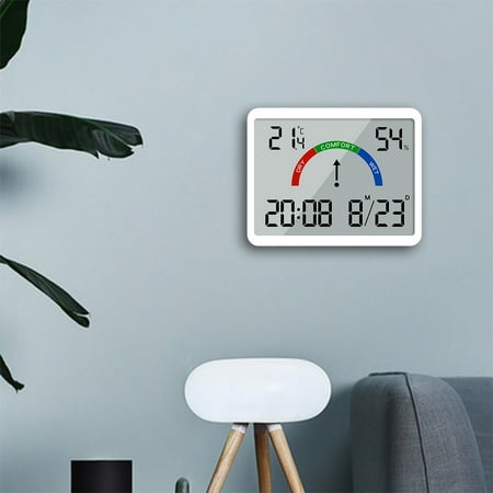 Ckraxd Thin Electronic Clock, Digital Clock, Wall Mounted LCD Small Alarm Clock, Multifunctional Temperature Electronic Clock