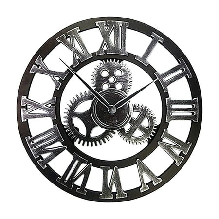 Ckraxd Vintage Steampunk Wall Clock - Rustic Industrial Decor with Roman Numerals, Quiet Mechanism, and Retro Metal Aesthetics