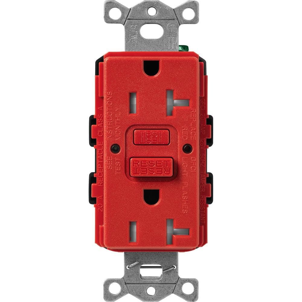Claro 20-Amp Tamper Resistant Duplex Receptacle, Signal Red (SCR-20-GFST-SR)