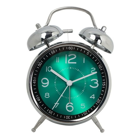 Classic Alarm Clock Bell, Alarm Clock Bells On Top, Timed Fashion Night Light Quartz Galvanized Metal Precision Clock Suitable For Home School Student Use