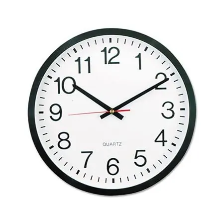 Classic Round Wall Clock 12.63 Overall Diameter, Black Case, 1 AA sold separately