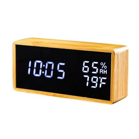 Clearance Multicolor Sound Control Wooden LED Alarm Clock Desktop Table Digital