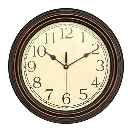 Clearance Sale! Ttybhh Clock, Retro Silent Non Ticking Round Classic Clock Quartz Decorative Battery Operated Wall Clock for Living Room Kitchen Home Office 12 Inch Bronze Bronze