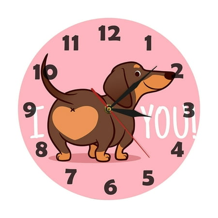 Clearance! Shiogb Clock Sausage Dog Wall Clock I Love You Express Clock Home Living Room Decorative Wall Clock Bedroom Wall Clock