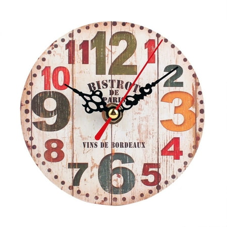 Clearing!Aijlhda Clock Vintage Style Silent Antique Wood Wall Clock C