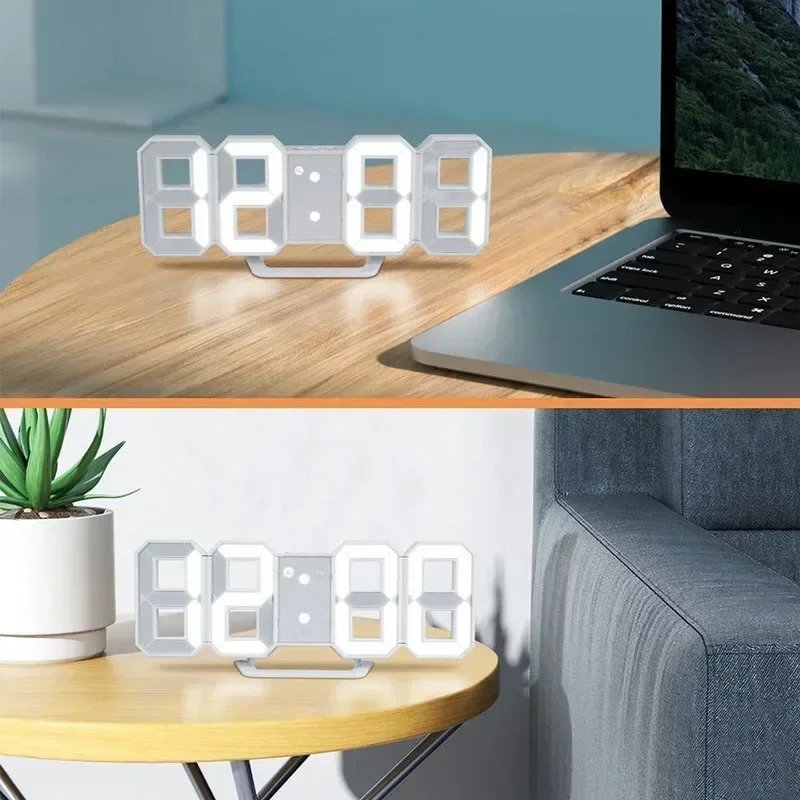 Clock 3D LED Digital Alarm Clock Wall Clock Time/Date/Temperature