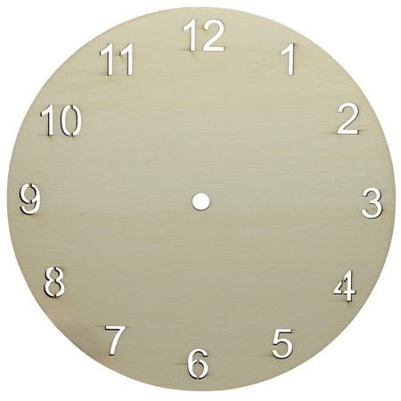 Clock Face for Crafts, DIY Unfinished Wood Clock Face Blank, 9 Round with Laser Cut Numerals, Make Your Own Clock