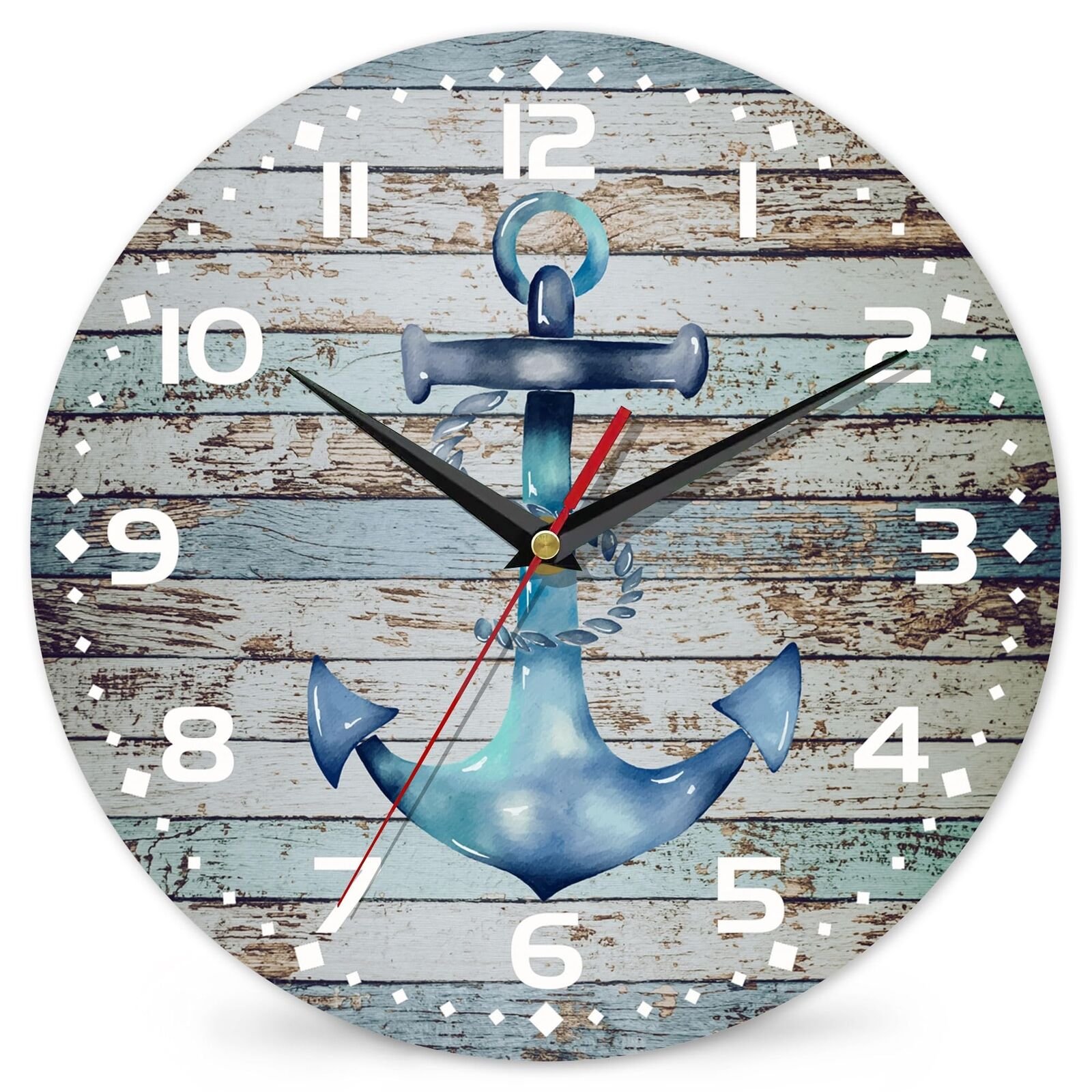 Clock for Living Room Ship Anchor Wall Clock Vintage Wooden Wall Clock Silent...