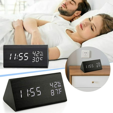 Clocks For Living Room Battery Operated Grandfather Clock Led Clock Wooden Vibrating Alarm Clock For Heavy Sleepers Adults Loud Bed Shaker Smart Digital Bedroom Decora