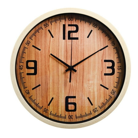 Clocks Office Clock Trendy Decor DIY Wall Clock Round Wood Grain Wall Clock Japanese-style Mute Wood Grain Wooden Bamboo