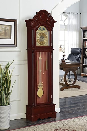 Coaster Furniture Harris Grandfather Clock with Chime Brown Red and Clear, 900749