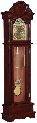 Coaster Furniture Harris Grandfather Clock with Chime Brown Red and Clear, 900749