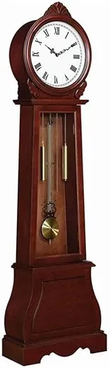 Coaster Home Furnishings Grandfather Clock with Chime Brown Red, 9D x 20W x 71.75H