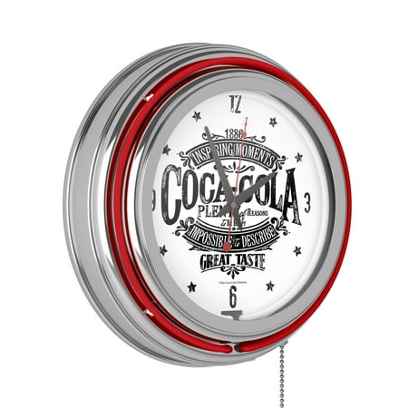 Coca-Cola Brazil 1886 Vintage Retro Neon Analog Wall Clock with Pull Chain