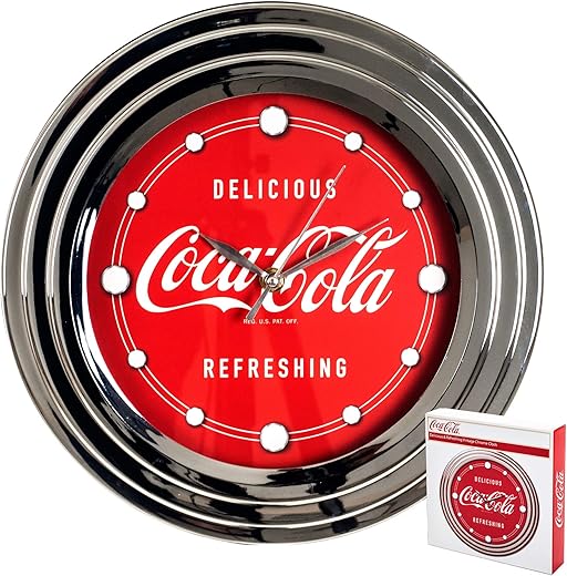 Coca-Cola Clock w/Chrome Finish Delicious Style 12 inch