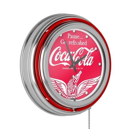 Coca-Cola Wings Retro Neon Analog Wall Clock with Pull Chain