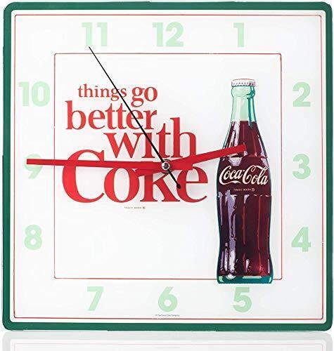 Coca Cola Bottle Things Go Better with, Analog Square Wall Clock - 11.81 Inch