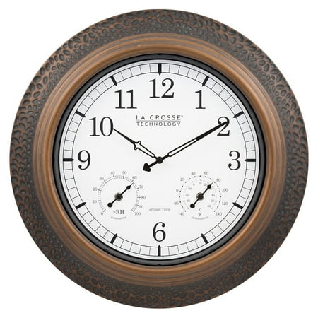 CodYinFI 433-3256A-INT 21-inch Bronze Indoor/Outdoor Atomic Analog Wall Clock