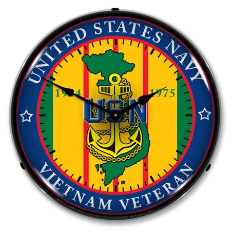 Collectable Sign and Clock Navy Vietnam Veteran LED Lighted Premium Wall Clock