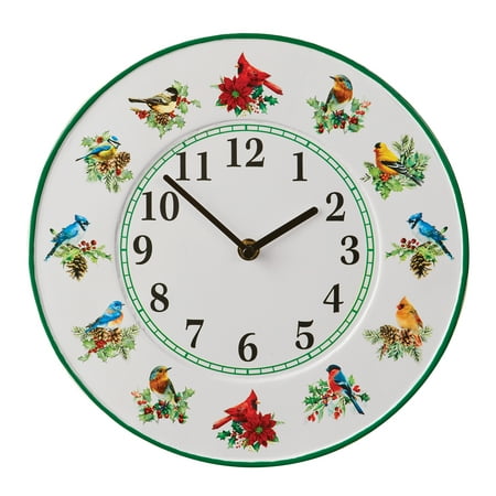 Collections Etc Colorful Realistic Winter Birds Wall Clock