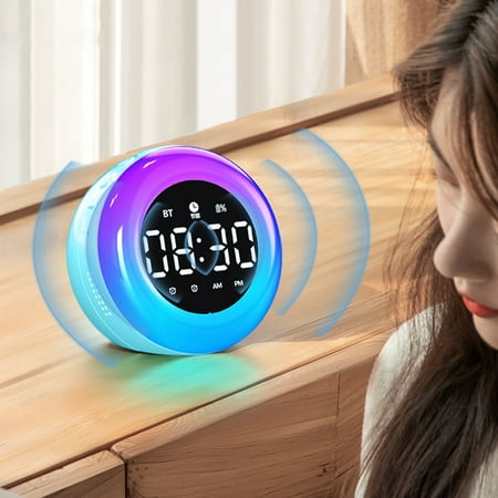 COM1950s Extra Large Desk Calendar Led Electronic Bedroom Alarm Clock 12/24 Hours Alarm Calendar Temperature Adjustable Brightness Colorful Big Screen Desk Clock Digital Alarm Clock for Bedroom