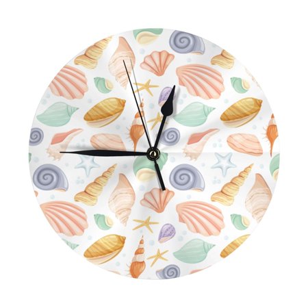 Conch Shells Print No.9054 Wall Clock Silent Non Ticking - 10 Inch Battery Operated Modern Clocks for Living Room Bedroom Kitchen Bathroom Office Classroom, Decorative Clocks