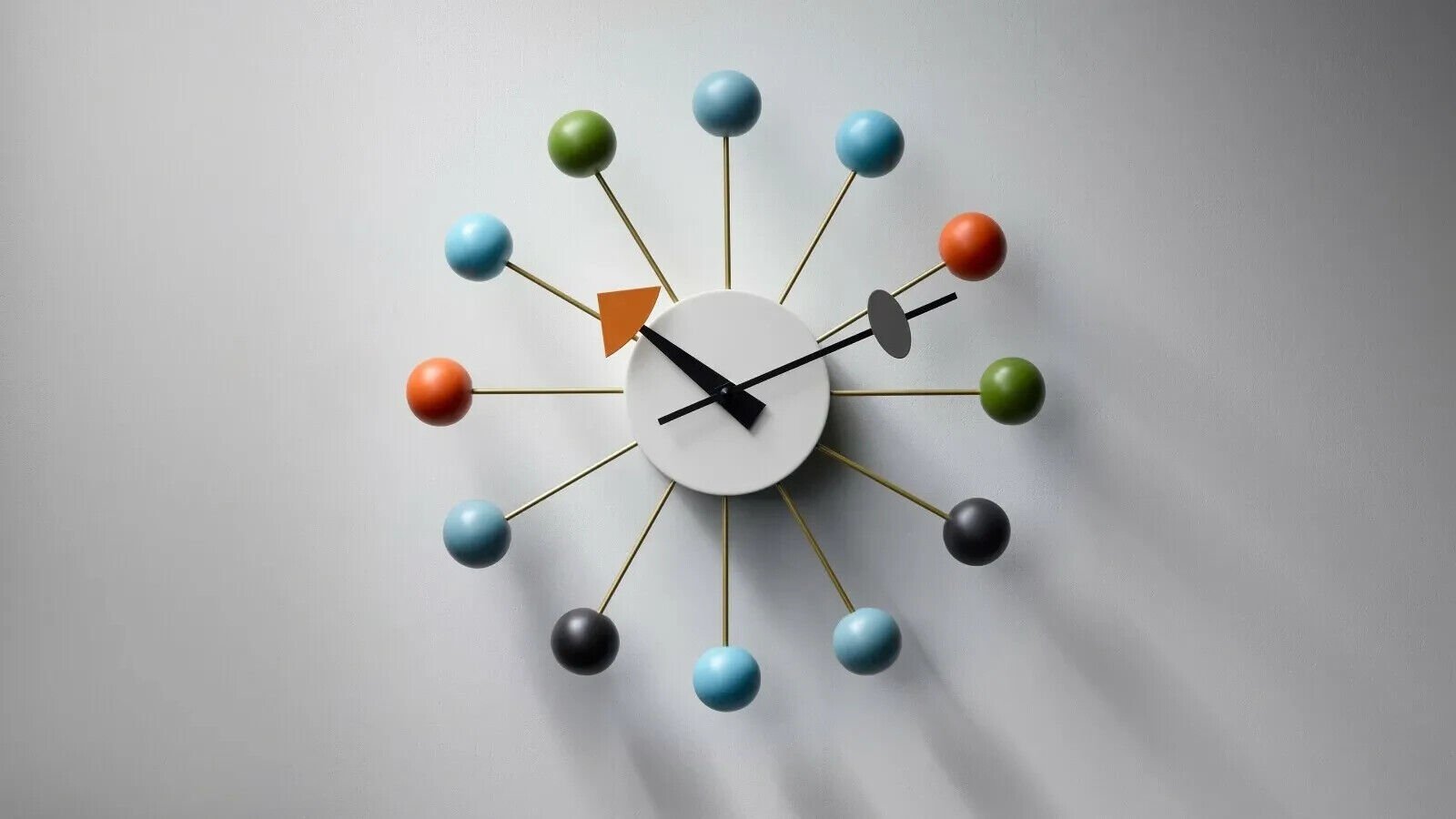 Contemporary Modern Retro Multicolored Vintage George Nelson Ball Wall Clock